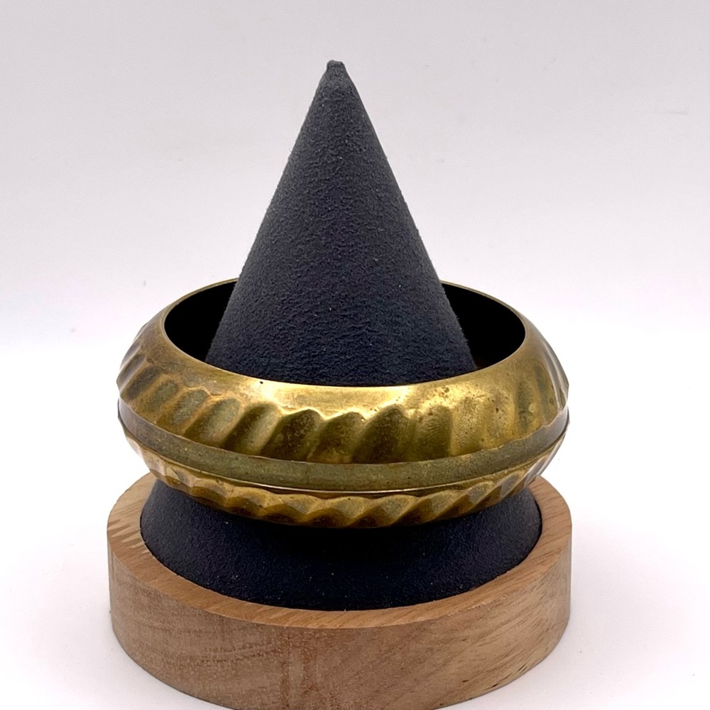 Vintage Statement Solid Brass Bangle Bracelet Boh… - image 3
